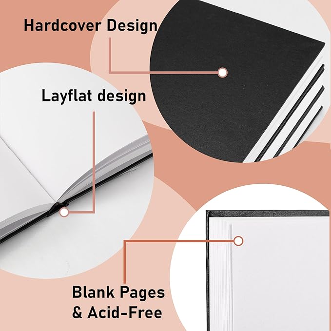 Hardcover 9" x 12" Sketch Pads for Drawing, 110 Sheets, 80lb/120GSM Marker Sketchbook - Acid Free Paper, Durable Binding, Bleedproof, Professional Hardbound Sketchbook (Pack of 1)