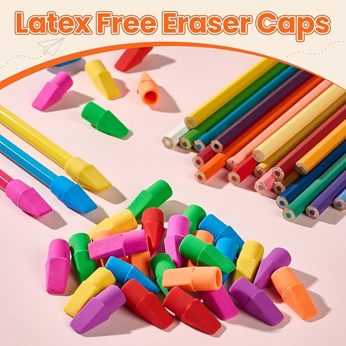 60 Pack Erasers for Kids, Sooez Pencil Top Erasers, Eraser Caps, Cap Toppers Small Cute Drawing Erasers, Classroom Must Have for Teacher & Student, Back to School Supplies