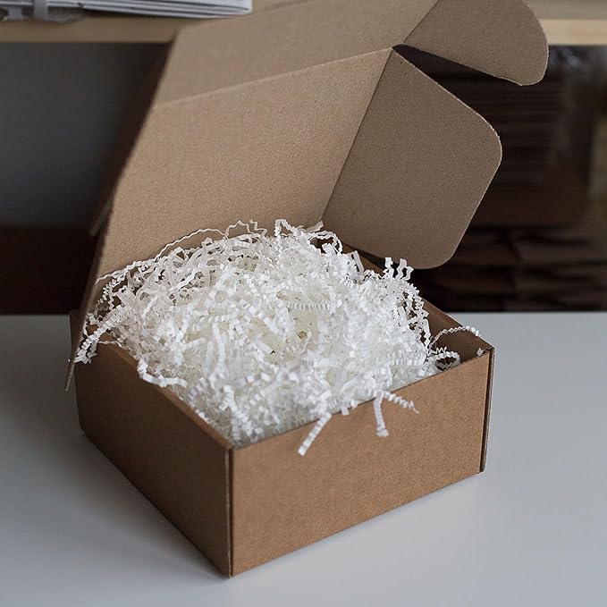Tisspoms 1LB White Crinkle Cut Paper Shred Filler, Paper Shreds for Basket Fillers, Birthday, Gift Wrapping, Anniversary, Wedding, Halloween, Thanksgiving, Christmas Gift Decor Party Filler