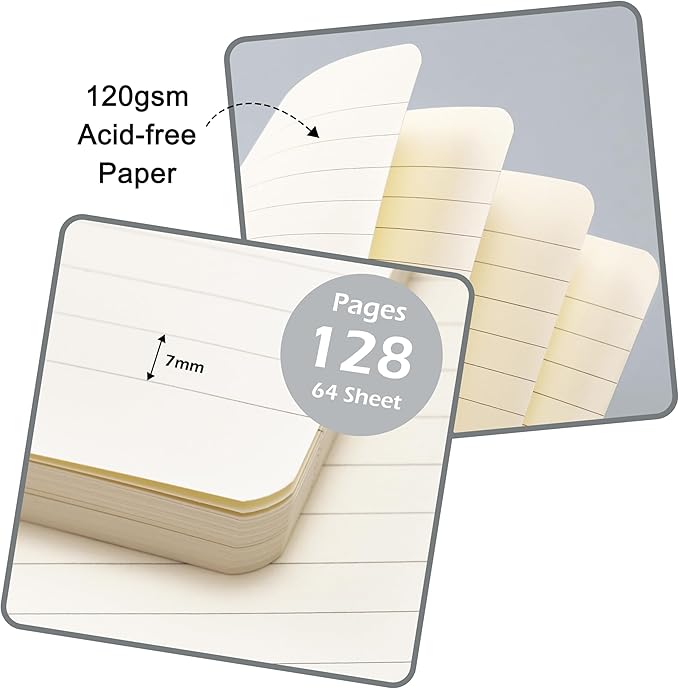 Ruled Notebook/Journal - Classic Lined Journal/Notebook, 5.3'' x 8.26'', Hardcover with Thick Paper, Banded + Pen Holder +Inner Pocket - Light Gray