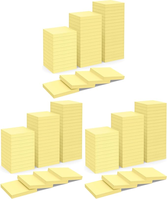 Sticky Notes 3x3 in 3600 Sheets 48 Pads Yellow Self-Stick Memo Pads Clean Removal Durable Adhesive for Office School Home 75 Sheets/pad (Pack of 3)