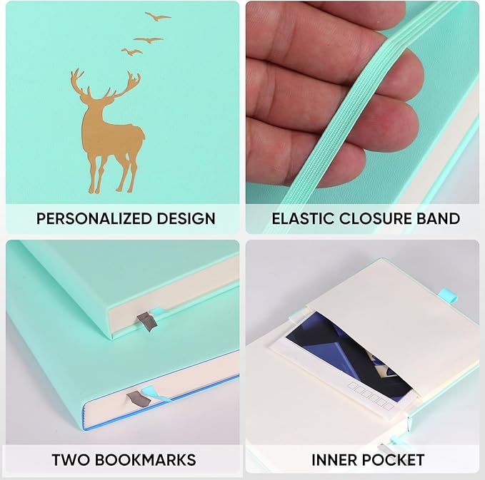 College Ruled Journal Notebook- 312 Pages A4 Softcover Large Journal, 100GSM Thick Paper, Leather Journal for Women Men Work School, 8.5''×11''-Mint