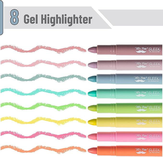 Mr. Pen- No Bleed Gel Highlighters, Candy Colors, 8 Pack, Bible Highlighters and Pens No Bleed, Bible Markers for Study, Journaling, School Supplies and Accessories