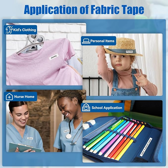 Labelife TZe-FA231 Replace for Brother Iron-On Fabric Label Tape | TZ TZe 12mm 0.47" White TZeFA231 Compatible with Brother Ptouch PTD400 PTD210 PT-1280 Label Maker, 4-Pack