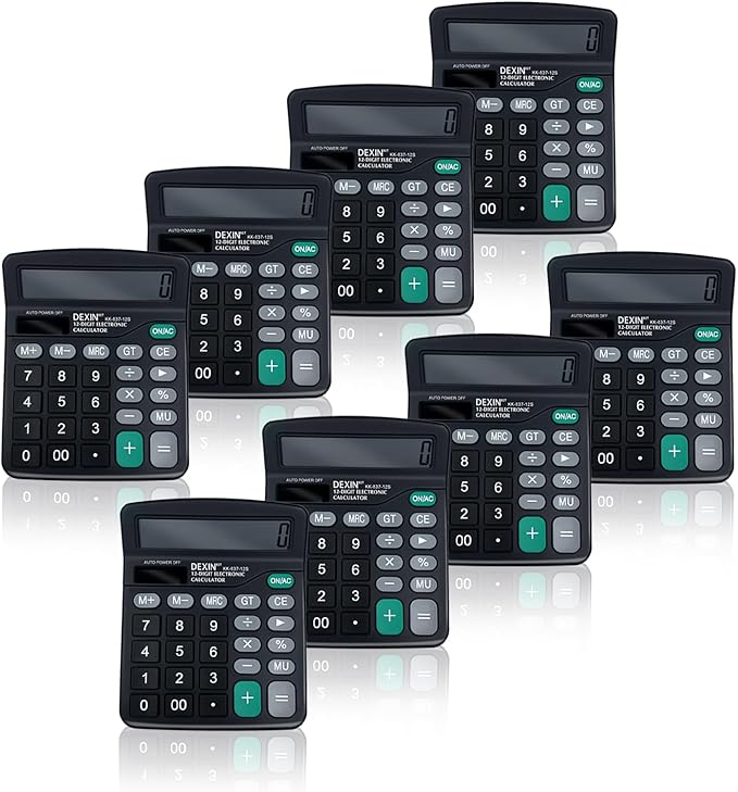 8pcs Solar Calculators Desktop Big Button Basic for Students Office Hand Held Calculator Simple 12 Digit Large Display 4 Function Calculators for Students