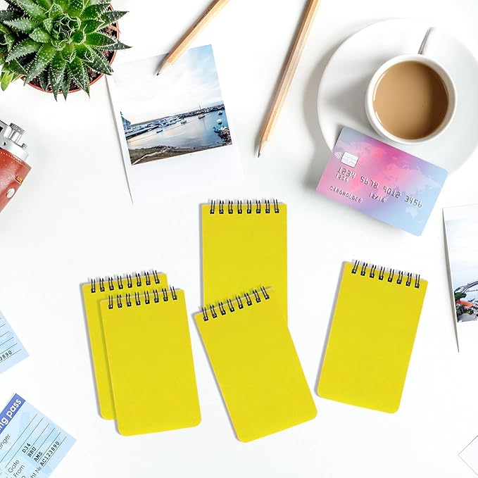 12 Pack mini Spiral Steno Pads,3x5 Inch Small Notepads, Small Pocket Notebooks, College Ruled Lined Note Pads For Kids Adults Outdoor,Home,School,Office,75 Sheets/150 Pages (Yellow)
