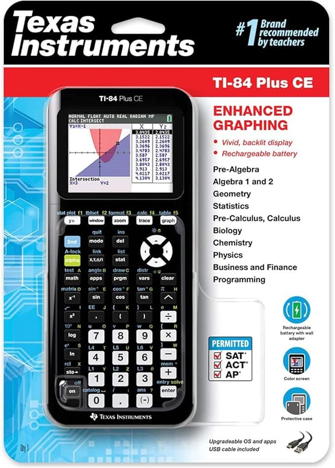 Scientific Python Graphic Calculator, Folima TI-84 Plus CE Color Graphing Instruments, Black 7.5 Inch