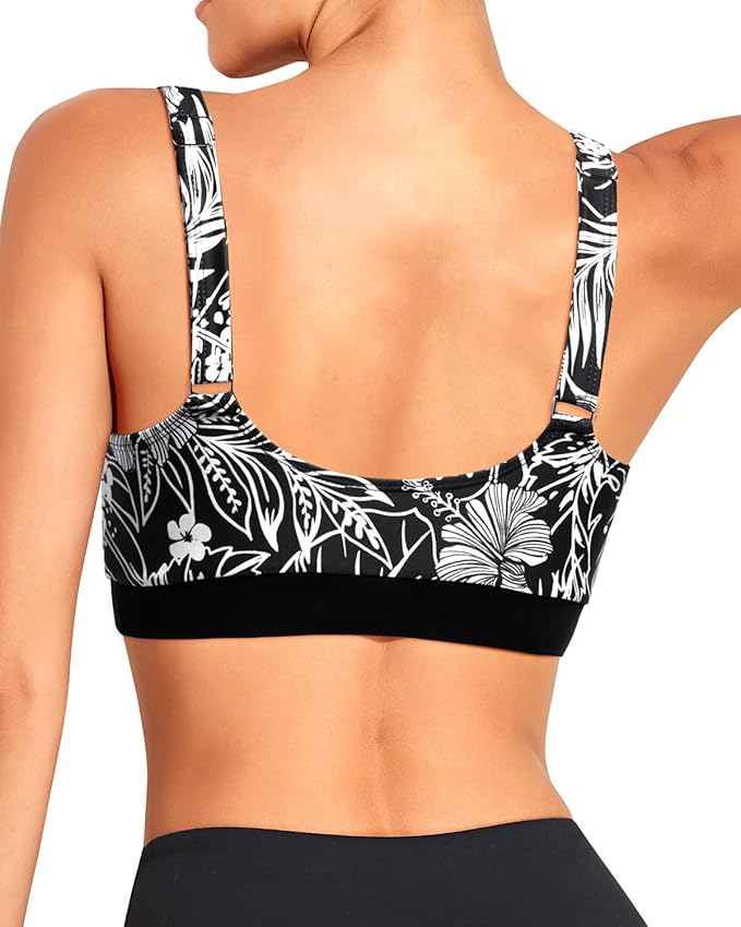 Tempt Me Women Sports Bra Bikini Tops Scoop Neck Bathing Suits Top Padded Swim Crop Tops Only