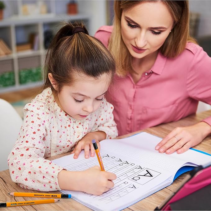 Jumbo HB Pre-sharpened Pencils #2 for Toddlers Preschoolers First Writing, Thick Triangular Grip Fat Pencils with Latex-Free Erasers, Break-Resistant, Back to School Supplies, 12 Count