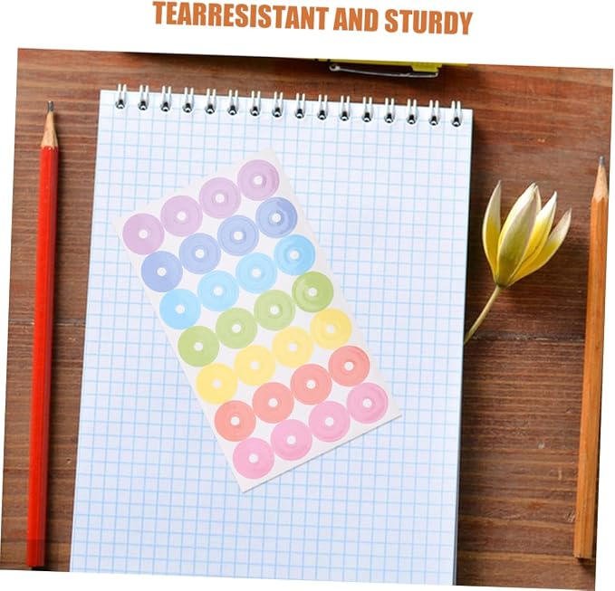 STOBOK 12sheets Adhesive Hole Reinforcement Sticker Labels of Tear-Resistant Circles for Loose-Leaf Paper Repair for School Office and Home Use