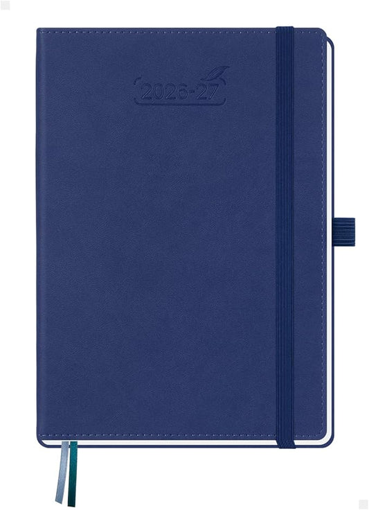 BEZEND Weekly Planner 2026-2027 (6" x 8.5") with Hourly Timeslots (Jul 26-Dec 27) 18 Months Academic Calendar & Monthly Tabs, Ideal for Students, Work & Home, PU Leather Hardcover -Blueberry