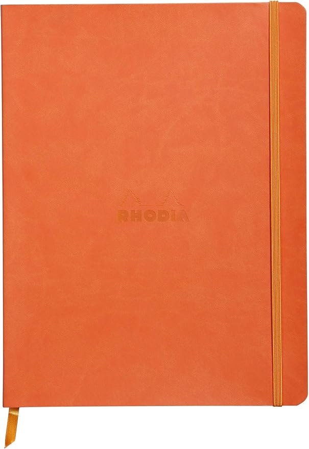 Rhodia Rhodiarama SoftCover Notebook - 80 Lined Sheets - 9 3/4 x 7 1/2 - Tangerine Cover, 117514C
