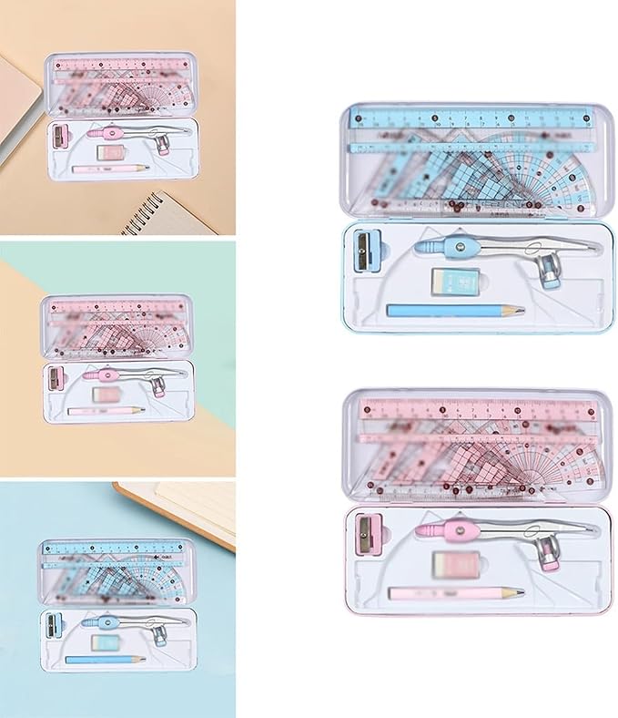Compass Geometry Tool 8 Piece Compass Set Math Geometry Kit Student Supplies, Student Supplies Drawing Compasses, Protractor, Ruler, Pencil, Eraser Student Drafting Tools Geometry Tool Set (Color : B