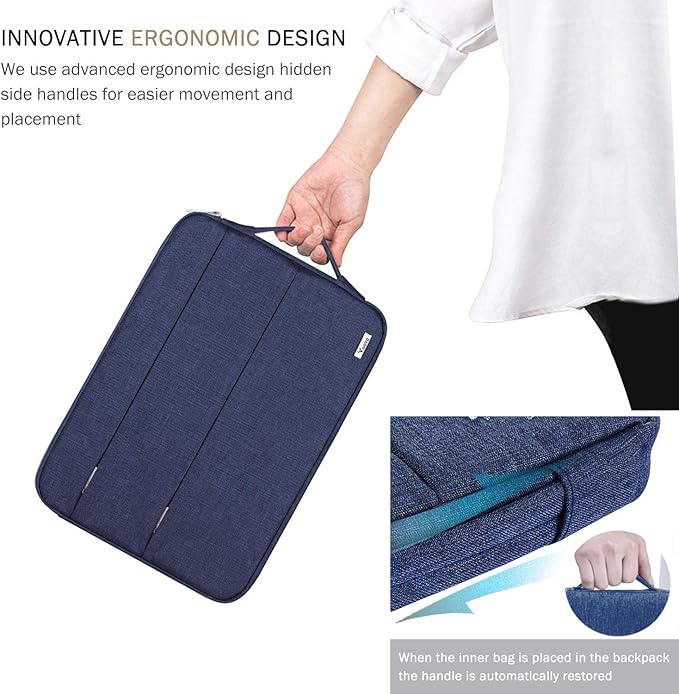 Voova 15.6 16 Inch Laptop Sleeve Case Compatible with MacBook Pro 16 M1/M2/M3/M4 Max 2019-2025, 15.6-16” Hp Lenovo Acer Asus, Waterproof Slim Computer Bag Cover with Handle, Blue