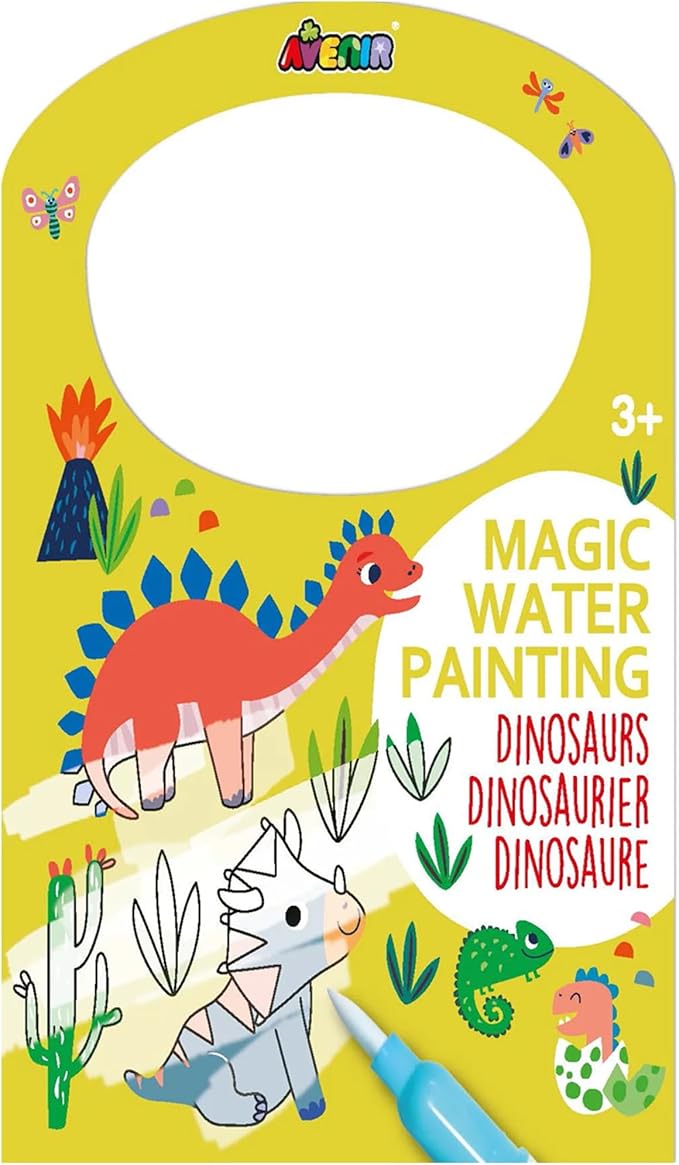 Avenir Reusable Water Coloring Book for Toddlers 3-5 – Mess-Free Paint-with-Water Travel Toy Airplane Activities Road Trip Quiet Book, Water-Reveal Activity Pad, 3-in-1 Creative Set