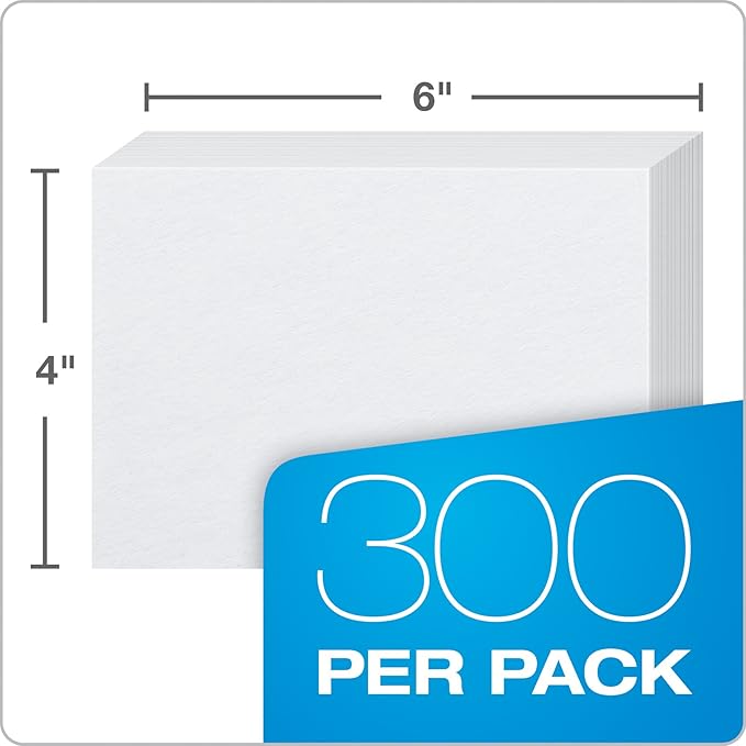Oxford Blank Index Cards, 4" x 6", White, 300 Count (1 pack) (10002EE)
