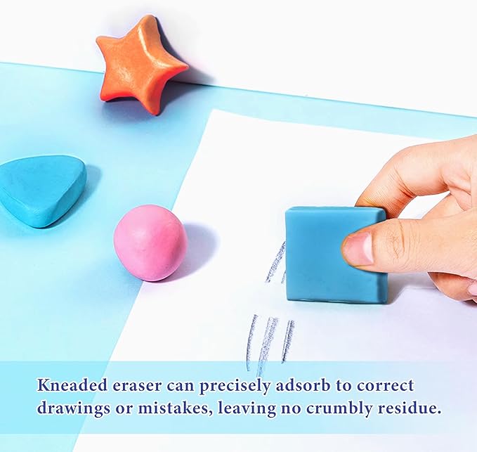 Smilo Kneaded Erasers for Artists, 8-Pack (4 Colors - 2 Each) | Reusable, Dust-Free, No Smudge | Moldable Putty Eraser with Case | Ideal for Drawing, Sketching, Students