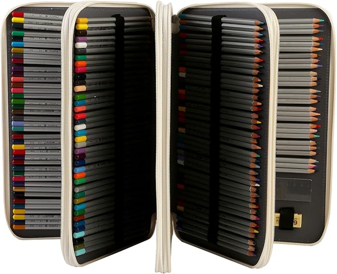 Portable Colored 300 Slots Pencil case Organizer with Printing Pattern for Watercolor Pens or Markers, Pencil Case Organizer for Artist