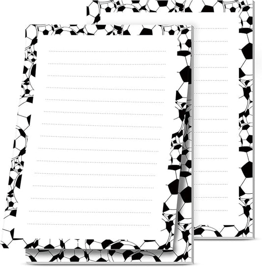 2 Pack Lined Sticky Notes 4x6 in, Cute Self-Stick Notepads with Lines, Large Memo Pads Strong Adhesive for Office, Home Black White Soccer