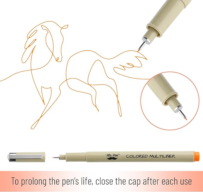 Mr. Pen- Drawing Pens for Artists, 18 Pack, Black Ink Multiliner, Colorful 0.3mm Artist Pens