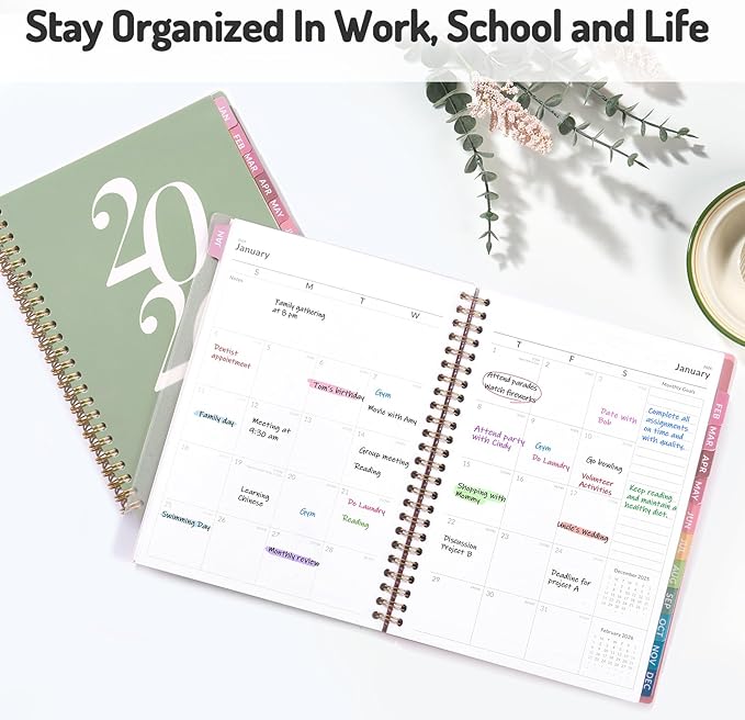 Forvencer 2026 Planner Weekly and Monthly, Jan - Dec 2026, 8.5” x 11”, Large Agenda Planner for Women, Aesthetic Calendar Planner with Spiral Bound, Month Tab, Flexible Cover for School Office, Purple