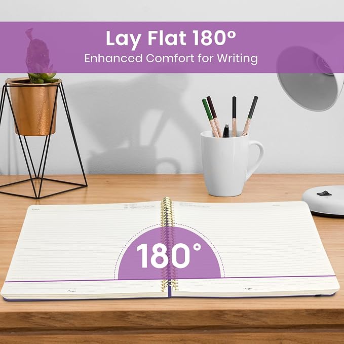 Taja Large Spiral Lined Journal for Women and Men, Notebook for Work