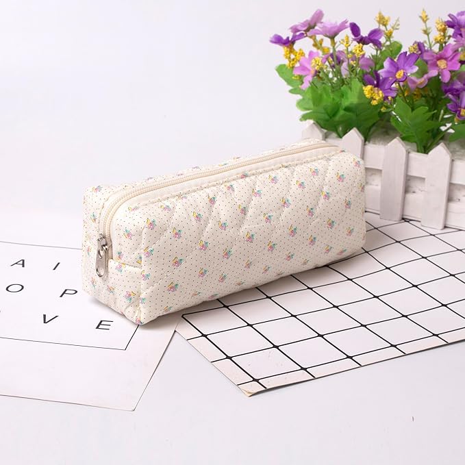 Pencil Case Office College School Storage Bag Pouch Holder Box Organizer Makeup Pouch Cosmetic Bag Aesthetic Cute Pen Case for Girls Boys Kids (Bees)