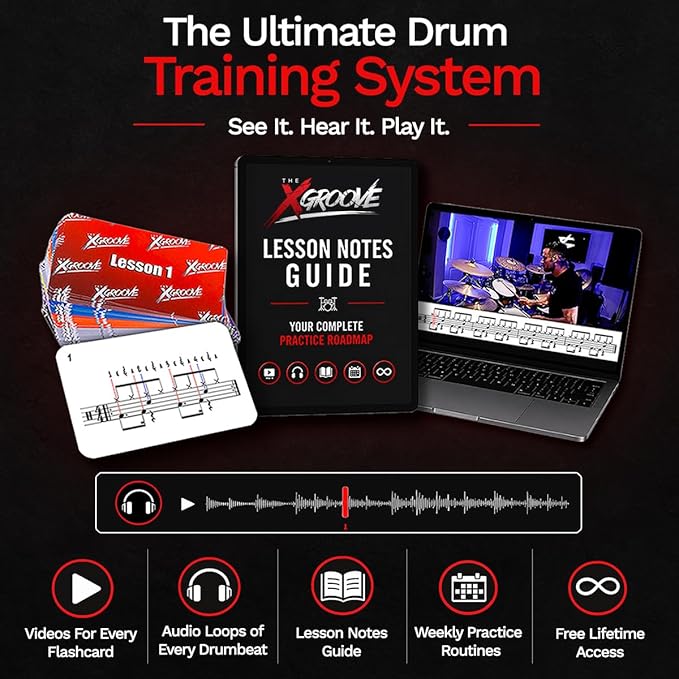 Drummer Flashcard & Video System – Learn Drum Beats, Fills & Stick Control Faster Than a Book | 60 Color-Coded Cards + Video Demonstrations + Audio Loops | Beginner to Intermediate