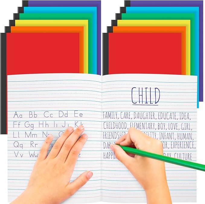 Henoyso 24 Pcs Primary Composition Notebook K-2, Wide Ruled 9.75" x 7.5" Journals, 60 Pages, Writing & Handwriting Practice for Kindergarten, 1st & 2nd Grade, Back to School Supplies