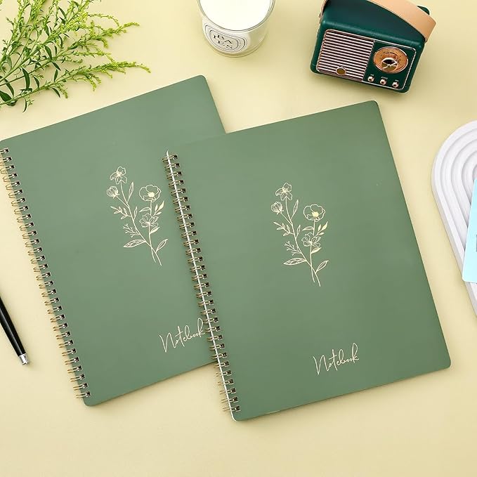 Spiral Notebook - College Ruled Notebook, Notebook Journal, 8.5'' x 10.5'', 55 Sheets/110 Pages, Journal for Women, Journal with Spiral Bound, Inner Pocket, Notebook for Office/School/Home - Green