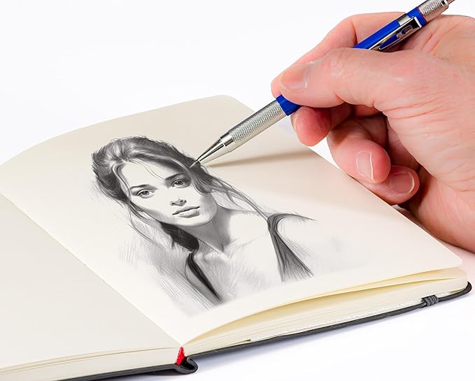 Leda Art 3.0mm Mechanical Pencil Set Drafting Pencil with Built-in Sharpener & 6 Lead Refills Ideal for Thick Lines, Sketching, Drawing & Mixed Media Art (Jumbo)