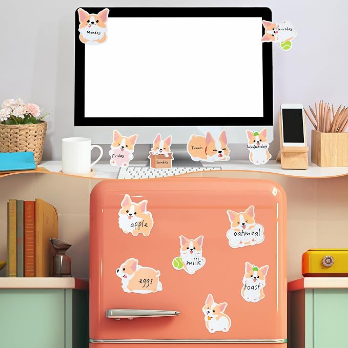 Xqumoi 30 Pack Corgi Sticky Notes - Cute Cartoon Corgi Self Sticky Notepads Writing Memo Pads Animal Page Marker for Back to School Office Supplies Party Favors Goodies Bag Fillers, Total 600 Sheets