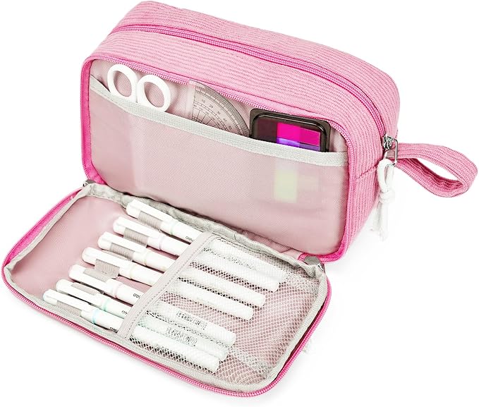 Big Capacity Pencil case,Soft Corduroy Pencil Bag with 3 Compartment,Pencil Pouch School Supplies Cute Pencil Box Pencil Bag for Teen Girls Boys College