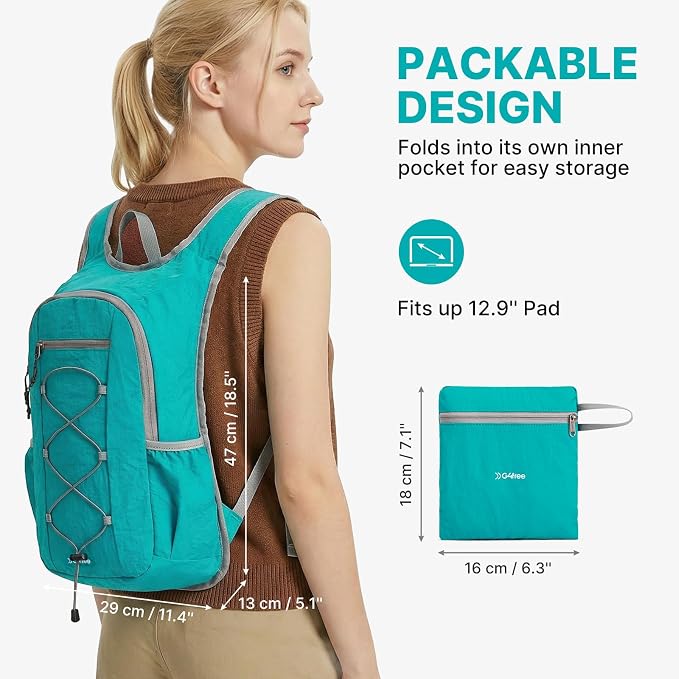 G4Free 20L Lightweight Packable Hiking Backpack for Women Men | Small Water Resistant Foldable Daypack with Phone Pocket for Travel Camping Outdoor