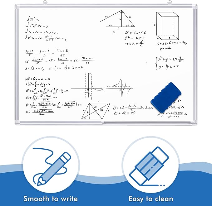 TRIPOLLO White Board Dry Erase 36 x 24 inches, Magnetic Dry Erase Board Whiteboard for Wall, Aluminum Frame Hanging Whiteboard Marker Board Writing Board (36 x 24 inch Silver)