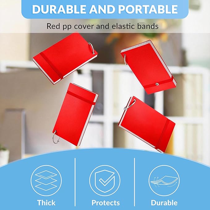 NEEWAY Ruled Index Cards with Ring 3x5 Inches, 200 Count Note Cards Lined, Flash Cards with Rings for Studying, Home and Office (Red)