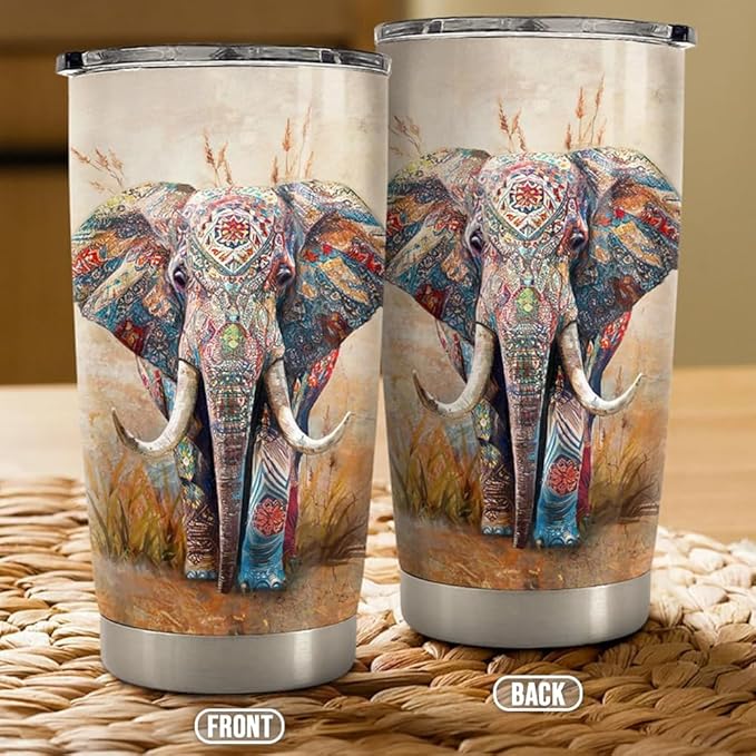 SANDJEST Elephant Tumbler 20oz Stainless Steel Insulated Coffee Travel Mug Cup for Women Girls on Birthday Christmas Mothers Day