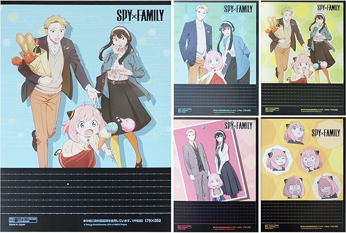 KOKUYO Composition Notebooks, 5 Pack Campus Semi-B5 Comp Book with Dot A 7mm Ruled, 30 Sheets, School Lined Notebook Spy x Family Limited Edition, Journal Notebook for Women Work Study Note Taking