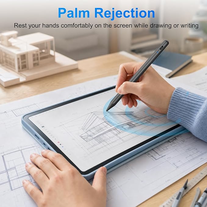 2 Pack Stylus Pen for iPad Apple:Fast Charge for iPad Pencil Apple Pen with Palm Rejection Tilt Sensitivity - Pen for iPad 10/9/8/7/6, iPad Pro 12.9"/11"/13" M4, iPad Mini 6/5, iPad Air 5/4/3/M2 Black