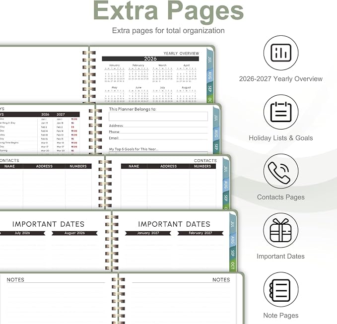 Planner 2026-2027, Academic Weekly and Monthly Calendar Planner, July 2026 - June 2027, Hardcover Spiral Agenda Book, School Supplies for Teacher Student - Letter Size(8.5" x 11")