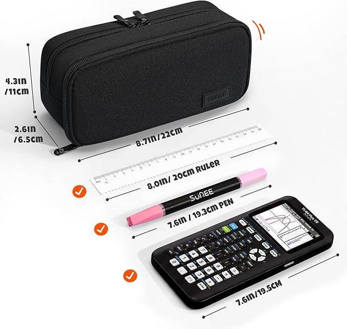 SUNEE Pencil Case, Large Capacity Pencil Pouch, Extra Big Pencil Bag with 6 Compartments, 900D Oxford Pencil Box for Office Stationery Organizer, School Supplies for Teen Boys Girls Women Men, Black