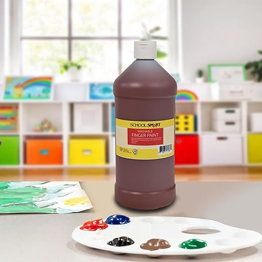 School Smart Washable Finger Paint, Brown, 1 Quart Bottle