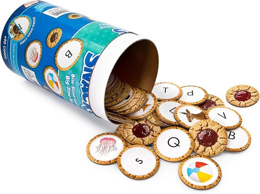 Junior Learning: Alphabet Snacks - Hands-On ABC Letter Recognition-Practice Game, Upper-Lower Case, Picture Clues, Cookie Double-Sided Cards, Kids 4+
