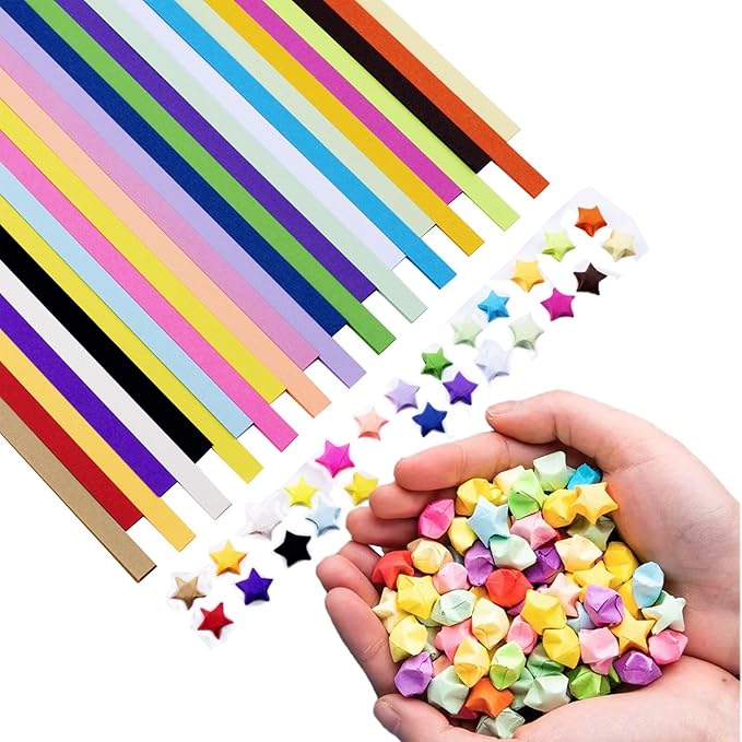 Origami Paper Stars, Colorful Handcraft Origami Lucky Star Paper DIY Paper Arts Creativity Hand Art Crafts (27 color mixed pack (1350) sheets)
