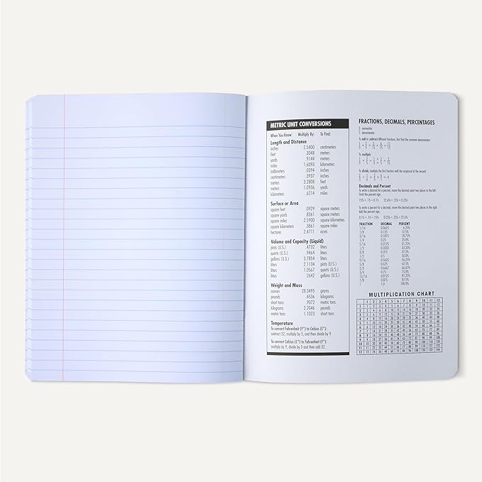 Amazon Basics Composition Notebook, College Ruled, 100 Sheets, 9.75" x 7.5", Marble Black, 12-Pack