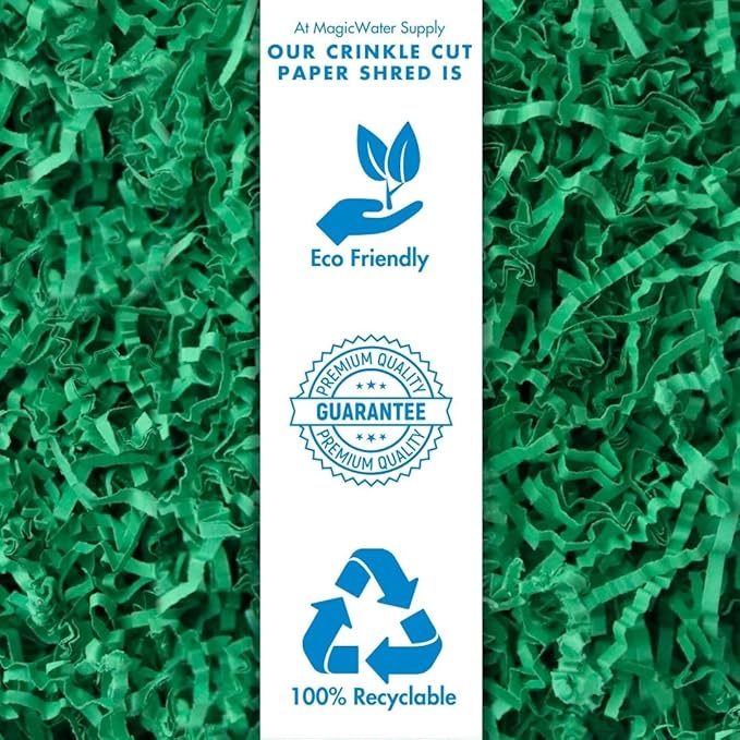 MagicWater Supply Soft & Thin Crinkle Cut Paper - 2 LB - Green - Paper Shred Filler for Gift Wrapping, Basket Filling, Birthdays, Weddings, Anniversaries, Valentines Day, and other occasions