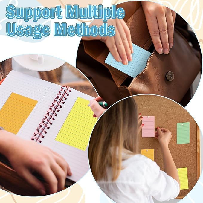 100 Pcs Colored Ruled Index Cards 3x5 Vertical Index Cards Notecards To Do List Cards Mini Memo Pad Daily to Do List Notepad Study Cards Double Sided Flashcards For Studying Note Taking