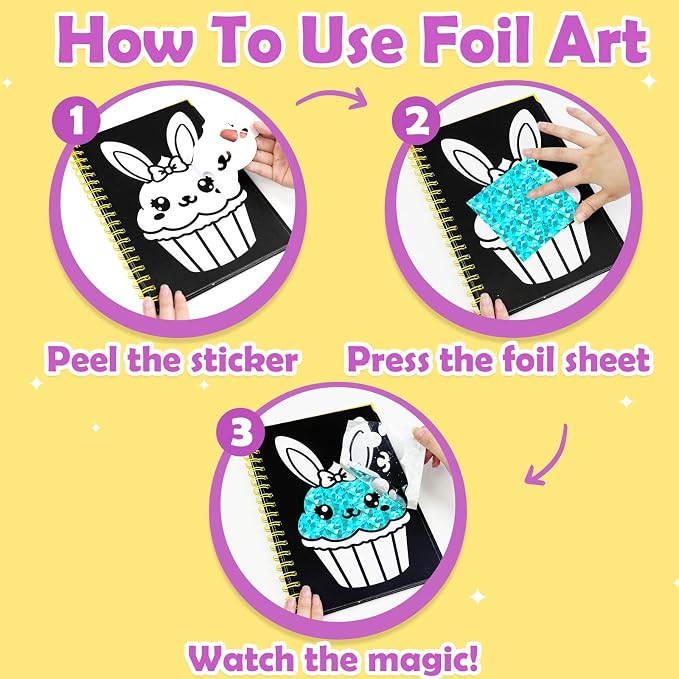 FUNNYB&G Mess-Free Foil Art Craft for Kids Ages 4-10, Kids Birthday Gift