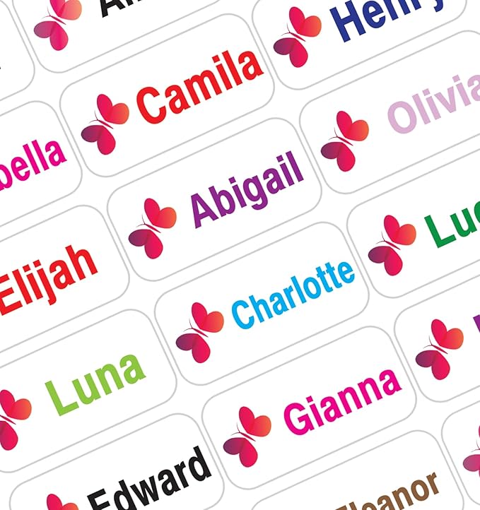 Personalized Name Labels for Kids – 60 Waterproof Peel-and-Stick Labels for Clothes, Lunch Boxes, Water Bottles, Laundry Bags – Durable, Dishwasher & Microwave Safe, Perfect for Camp, Daycare, School