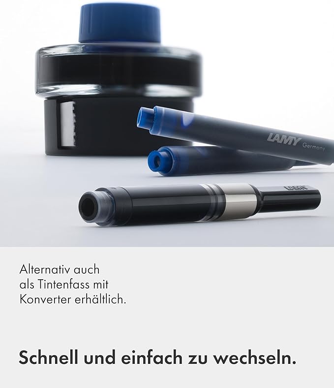 LAMY T10 Set of 4 Ink cartridges with Large Ink Capacity - Suitable for All Lamy Fountain Pen Models - Contents 1.25 ml per Cartridge - 5 Pieces per Pack - Ink Color Turquoise